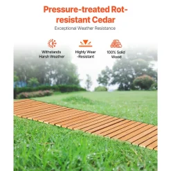VEVOR Wooden Garden Pathway, 24 ft L x 17 in W, Non-Slip Straight Garden Walkway, Roll Out Cedar Outdoor Walkway Path with Wire Rope Connection, Decorative Garden Paver for Backyard Wedding Party