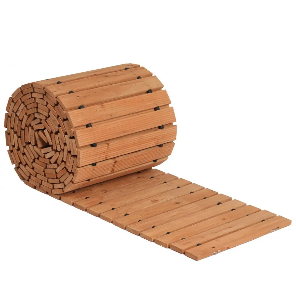VEVOR Wooden Garden Pathway, 24 ft L x 17 in W, Non-Slip Straight Garden Walkway, Roll Out Cedar Outdoor Walkway Path with Wire Rope Connection, Decorative Garden Paver for Backyard Wedding Party