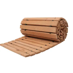 VEVOR Wooden Garden Pathway, 8 ft x 17 in, Non-Slip Curved Garden Walkway, Roll Out Cedar Outdoor Walkway Path with Wire Rope Connection, Decorative Lawn Paver for Backyard Boardwalk Wedding Party
