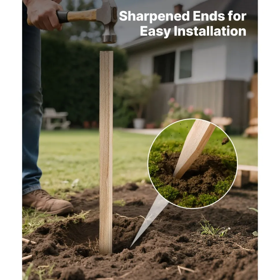 VEVOR Wooden Garden Stakes, 25 Pcs 48x0.5x0.69 in Survey Grading Stakes, Garden Ground Stake with Sharp Point, Fir Wood Plant Support Stake, Sign Posts for Silt Fence Backyard Boundaries Baselines