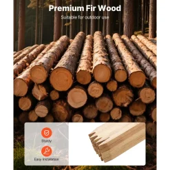 VEVOR Wooden Garden Stakes, 25 Pcs 48x0.5x0.69 in Survey Grading Stakes, Garden Ground Stake with Sharp Point, Fir Wood Plant Support Stake, Sign Posts for Silt Fence Backyard Boundaries Baselines