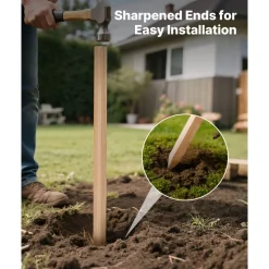 VEVOR Wooden Garden Stakes, 25 Pcs 36x0.75x0.75 in Survey Grading Stakes, Garden Ground Stake with Sharp Point, Fir Wood Plant Support Stake, Sign Posts for Silt Fence Backyard Boundaries Baselines
