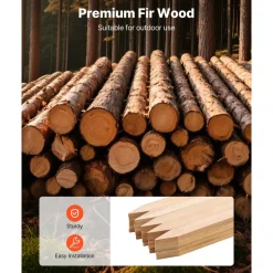 VEVOR Wooden Garden Stakes, 25 Pcs 36 x 0.5 x1.5 in Survey Grading Stakes, Garden Ground Stake with Sharp Point, Fir Wood Plant Support Stake, Sign Posts for Silt Fence Backyard Boundaries Baselines