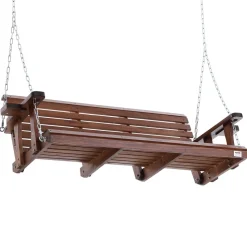 VEVOR Wooden Porch Swing 5.5 ft, Patio bench swing for Courtyard & Garden, Upgraded 880 lbs Strong Load Capacity, Heavy Duty Swing Chair Bench with Hanging Chains for Outdoors, Brown