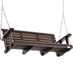 VEVOR Wooden Porch Swing 4.5 ft, Patio bench swing for Courtyard & Garden, Upgraded 880 lbs Strong Load Capacity, Heavy Duty Swing Chair Bench with Hanging Chains for Outdoors, Carbonized Brown
