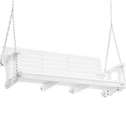 VEVOR Wooden Porch Swing 5.5 ft, Patio bench swing for Courtyard & Garden, Upgraded 880 lbs Strong Load Capacity, Heavy Duty Swing Chair Bench with Hanging Chains for Outdoors, White