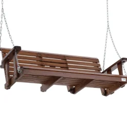 VEVOR Wooden Porch Swing 5 ft, Patio bench swing for Courtyard & Garden, Upgraded 880 lbs Strong Load Capacity, Heavy Duty Swing Chair Bench with Hanging Chains for Outdoors, Brown