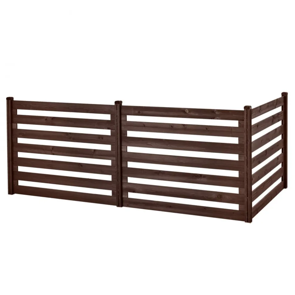 VEVOR Wooden Privacy Fence, 48 x 37 inch Air Conditioner Fence, 3 Panel Solid Outdoor Wood Privacy Screen with Metal Stakes, Steel Frame, Trash Can Hider Fences Suitable for Garden, Pool