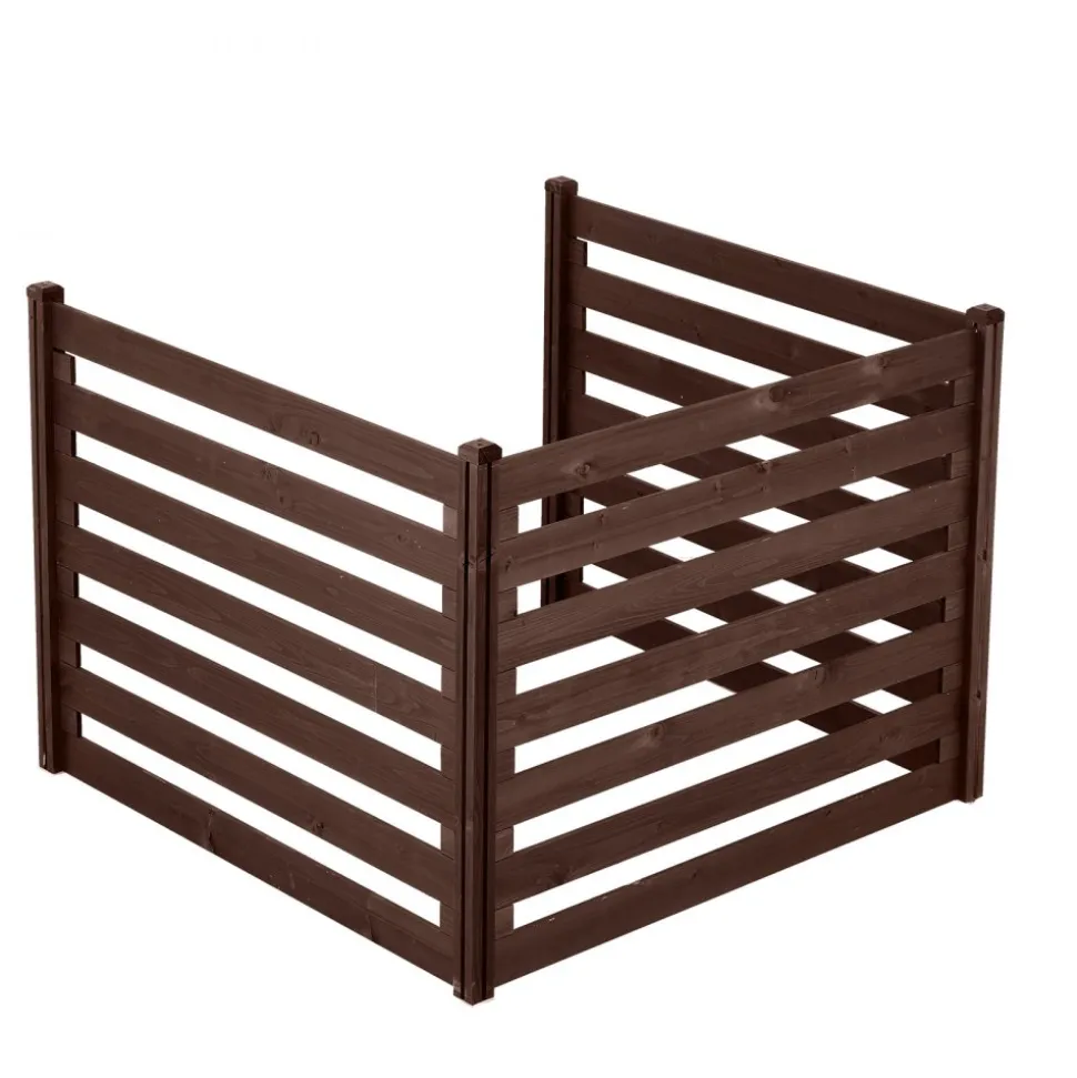 VEVOR Wooden Privacy Fence, 48 x 37 inch Air Conditioner Fence, 3 Panel Solid Outdoor Wood Privacy Screen with Metal Stakes, Steel Frame, Trash Can Hider Fences Suitable for Garden, Pool
