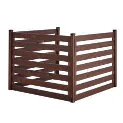 VEVOR Wooden Privacy Fence, 48 x 37 inch Air Conditioner Fence, 3 Panel Solid Outdoor Wood Privacy Screen with Metal Stakes, Steel Frame, Trash Can Hider Fences Suitable for Garden, Pool