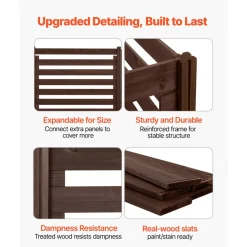 VEVOR Wooden Privacy Fence, 48 x 37 inch Air Conditioner Fence, 3 Panel Solid Outdoor Wood Privacy Screen with Metal Stakes, Steel Frame, Trash Can Hider Fences Suitable for Garden, Pool