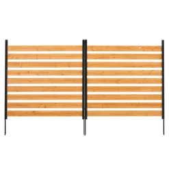 VEVOR Wooden Privacy Fence, 48 x 49 x 28 inch Air Conditioner Fence, 2 Panel Solid Outdoor Wood Privacy Screen with Metal Stakes, Steel Frame, Trash Can Hider Fences Suitable for Garden, Pool