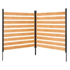 VEVOR Wooden Privacy Fence, 48 x 49 x 28 inch Air Conditioner Fence, 2 Panel Solid Outdoor Wood Privacy Screen with Metal Stakes, Steel Frame, Trash Can Hider Fences Suitable for Garden, Pool