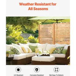 VEVOR Wooden Privacy Screen, 36" W x 76" H Outdoor Privacy Screen, Freestanding Wood Privacy Panel with Stand, Decorative Patio Privacy Screen, Outdoor Divider for Balcony Patio Lawn Garden