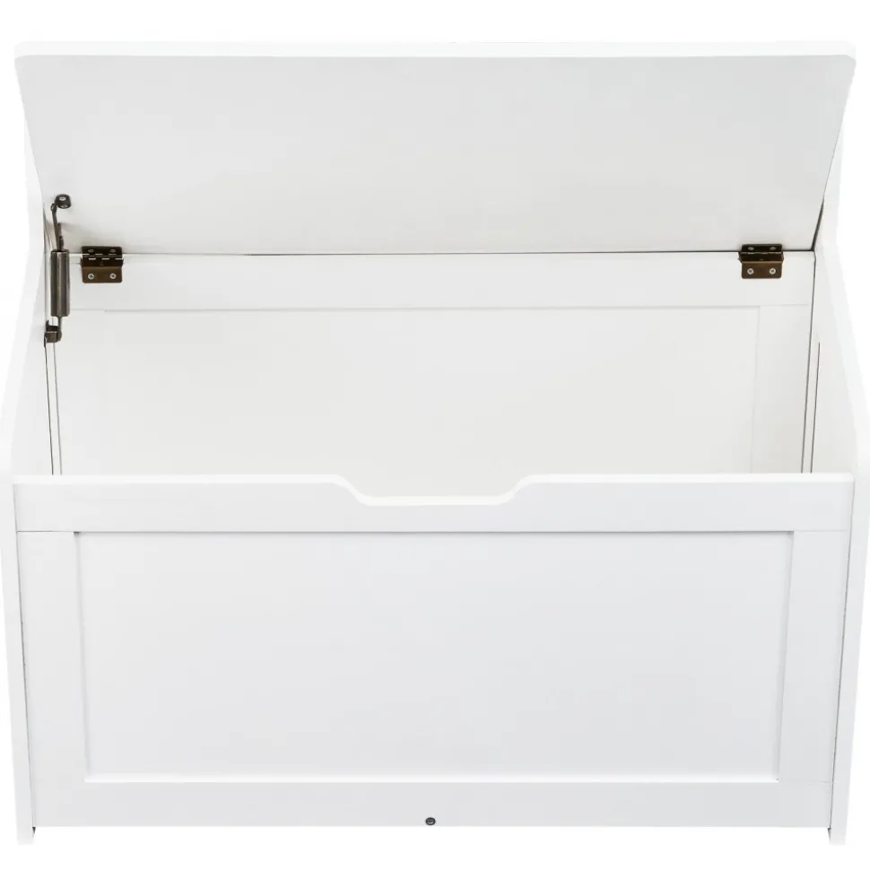VEVOR Wooden Toy Chest for Kids, Toddler Toy Storage Box with Flip-Top Lid and Safety Hinge, 32.68 x 17.91 x 24.02" Large Kids Storage Bench for Playroom, Bedroom, Living Room or Entryway, White