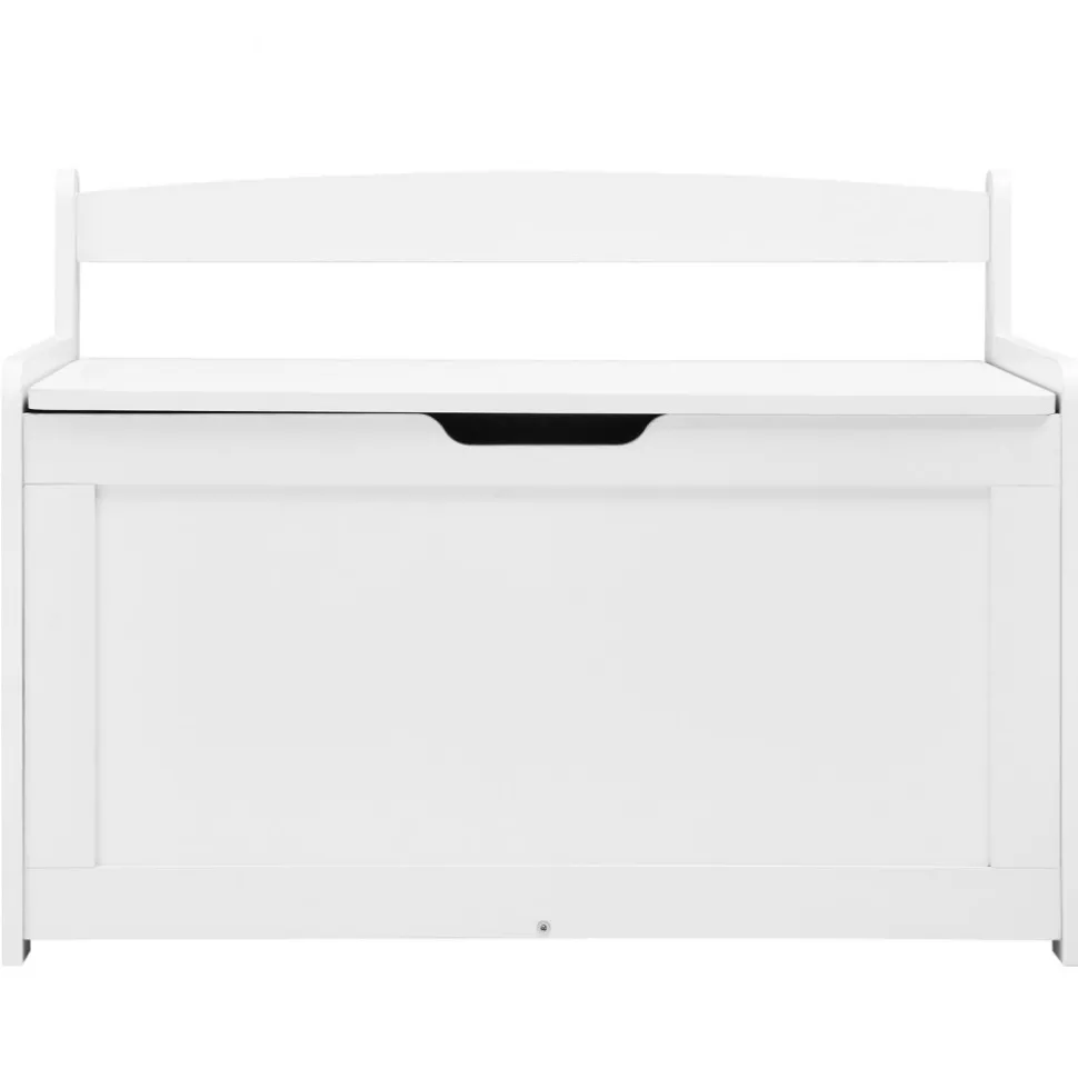 VEVOR Wooden Toy Chest for Kids, Toddler Toy Storage Box with Flip-Top Lid and Safety Hinge, 32.68 x 17.91 x 24.02" Large Kids Storage Bench for Playroom, Bedroom, Living Room or Entryway, White