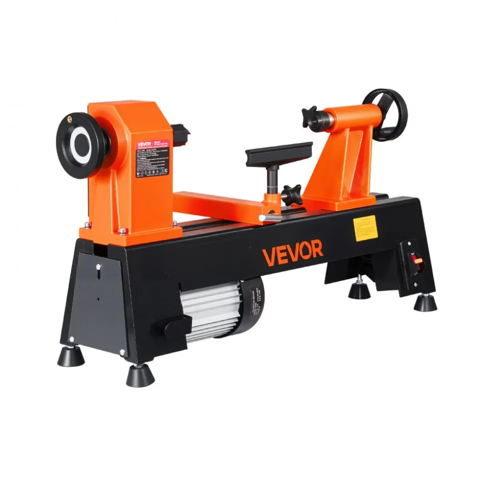VEVOR Wood Lathe 3/4 HP 12" x 18" Benchtop Wood Lathe Machine 5 Speeds, 780/1320/1920/2640/3840 RPM, with Tool Rest, Wrenches, Faceplate, Heavy Duty, for Beginner Professional Woodworking, Woodturning