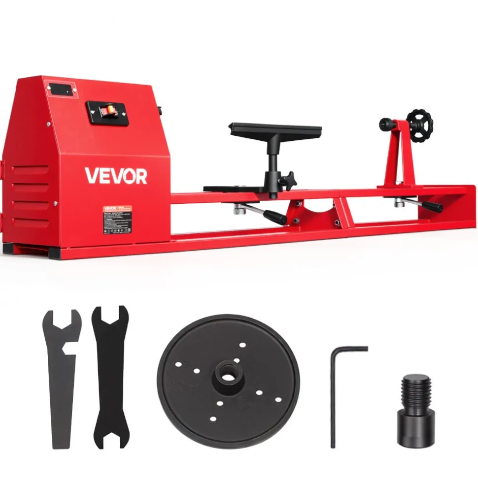 VEVOR Wood Lathe 1/2 HP 14" x 40" Benchtop Wood Lathe Machine 4 Speeds, 930/1500/2050/2500 RPM, with Tool Rest, Wrenches, Faceplate, Heavy Duty, for Beginner Professional Woodworking, Woodturning