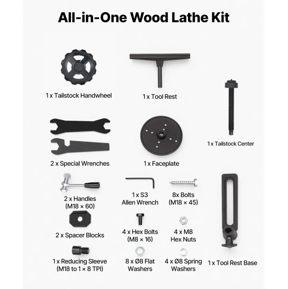 VEVOR Wood Lathe 1/2 HP 14" x 40" Benchtop Wood Lathe Machine 4 Speeds, 930/1500/2050/2500 RPM, with Tool Rest, Wrenches, Faceplate, Heavy Duty, for Beginner Professional Woodworking, Woodturning