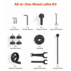 VEVOR Wood Lathe 1/3 HP 8" x 13" Mini Benchtop Wood Lathe Variable Speed, 150 to 3200 RPM, Woodworking Machine with Tool Rest, Wrenches, Feet, for Beginners DIY Enthusiasts Woodworking, Woodturning