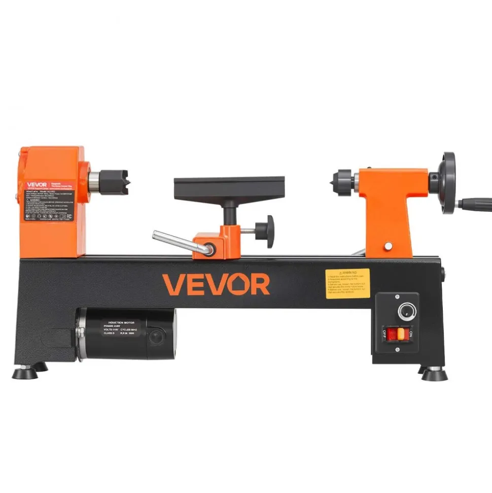 VEVOR Wood Lathe 1/3 HP 8" x 13" Mini Benchtop Wood Lathe Variable Speed, 150 to 3200 RPM, Woodworking Machine with Tool Rest, Wrenches, Feet, for Beginners DIY Enthusiasts Woodworking, Woodturning