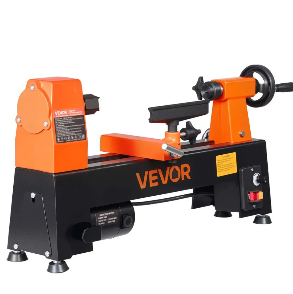 VEVOR Wood Lathe 1/3 HP 8" x 13" Mini Benchtop Wood Lathe Variable Speed, 150 to 3200 RPM, Woodworking Machine with Tool Rest, Wrenches, Feet, for Beginners DIY Enthusiasts Woodworking, Woodturning