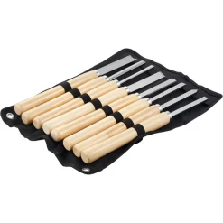 VEVOR Wood Lathe Turning Tool Set, 8PCS, Lathe Chisel Set with Carbon Steel Blade, 2 Skew, 1 Spear Point, 1 Parting, 1 Round Nose, 3 Gouge Tools, 1 Oxford Bag, for Beginners, Hobbyists, Professionals