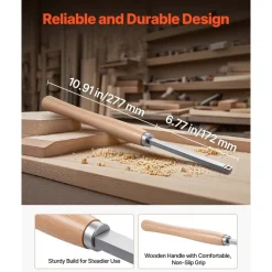 VEVOR Wood Lathe Turning Tool Set, 6PCS, Lathe Roughing, Finishing, Detailing Hollow Tool with Wooden Handle, Diamond Round Square Carbide Inserts, Wooden Box, for Beginners, Hobbyists, Professionals