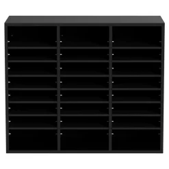 VEVOR Wood Literature Organizer, 24 Compartments, File Sorter with Removable Shelves, Mailboxes Slot for Office Home Classroom Mailrooms Organization, EPA Certified, Black