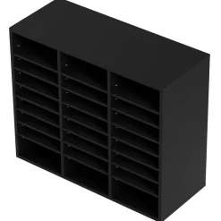 VEVOR Wood Literature Organizer, 24 Compartments, File Sorter with Removable Shelves, Mailboxes Slot for Office Home Classroom Mailrooms Organization, EPA Certified, Black