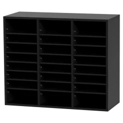 VEVOR Wood Literature Organizer, 24 Compartments, File Sorter with Removable Shelves, Mailboxes Slot for Office Home Classroom Mailrooms Organization, EPA Certified, Black
