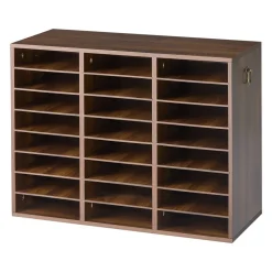 VEVOR Wood Literature Organizer 24 Compartments Office Mailboxes Brown, Countertop Literature Sorter for Files Documents Papers, with Adjustable Shelves, for Office, Home, Classroom Organization