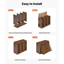 VEVOR Wood Literature Organizer 24 Compartments Office Mailboxes Brown, Countertop Literature Sorter for Files Documents Papers, with Adjustable Shelves, for Office, Home, Classroom Organization
