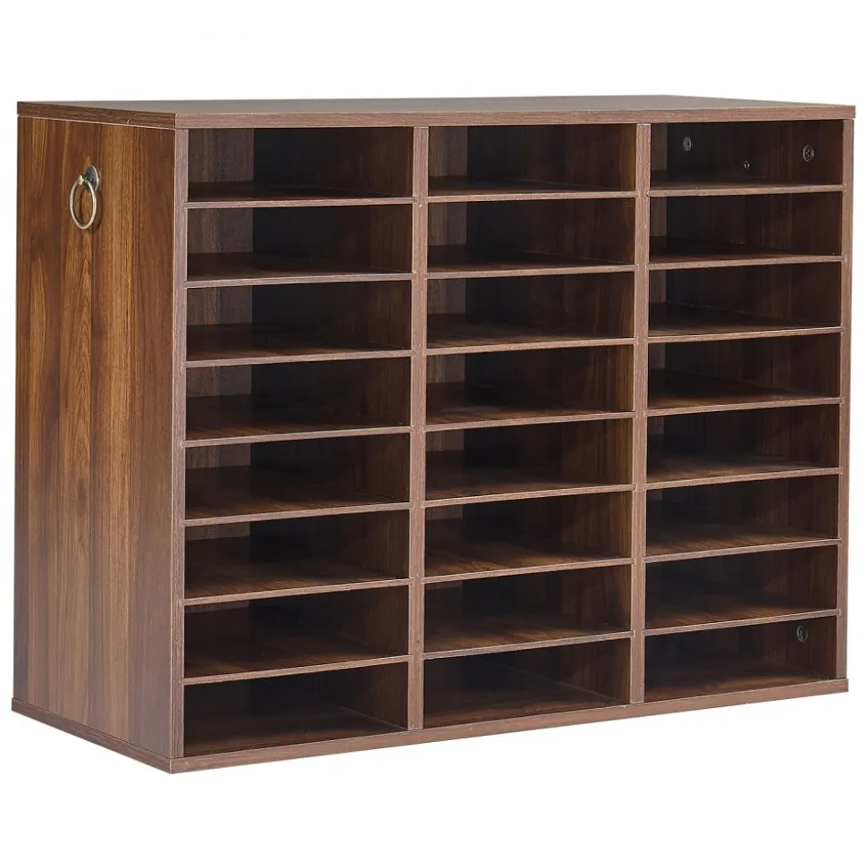 VEVOR Wood Literature Organizer 24 Compartments Office Mailboxes Brown, Countertop Literature Sorter for Files Documents Papers, with Adjustable Shelves, for Office, Home, Classroom Organization