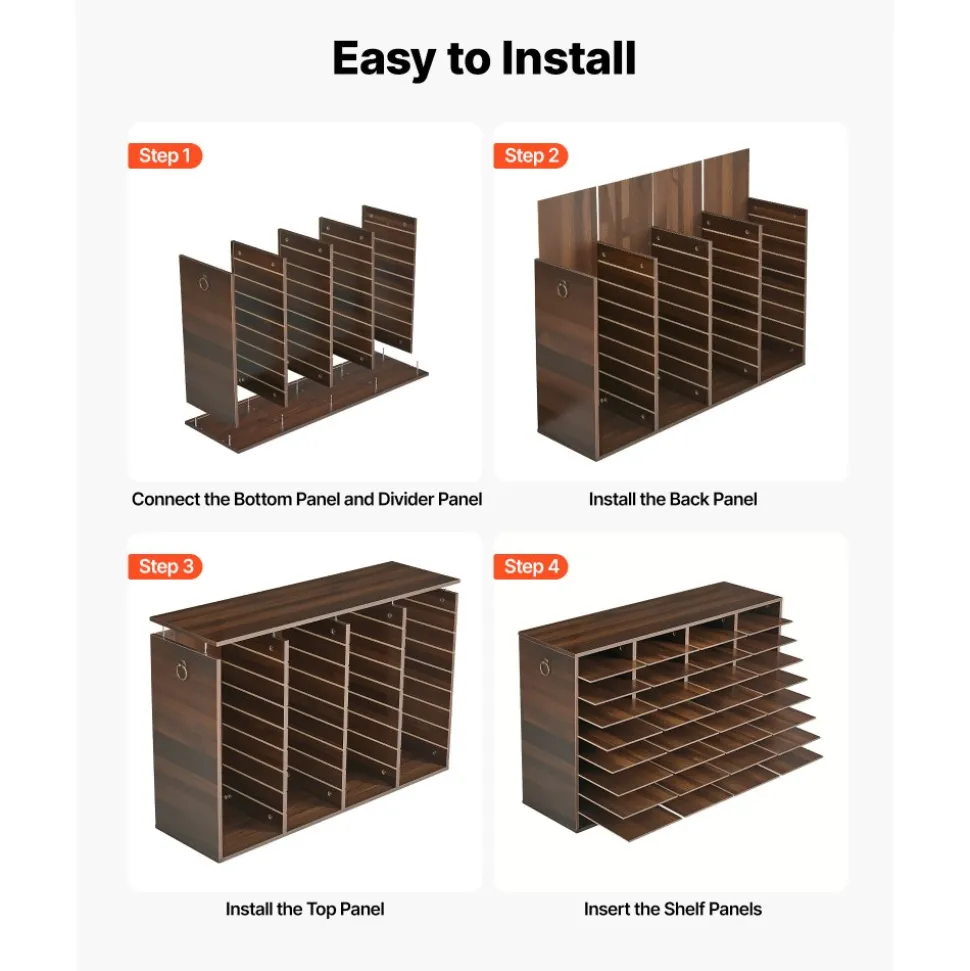 VEVOR Wood Literature Organizer 36 Compartments Office Mailboxes Brown, Countertop Literature Sorter for Files Documents Papers, with Adjustable Shelves, for Office, Home, Classroom Organization