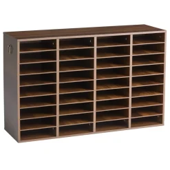 VEVOR Wood Literature Organizer 36 Compartments Office Mailboxes Brown, Countertop Literature Sorter for Files Documents Papers, with Adjustable Shelves, for Office, Home, Classroom Organization