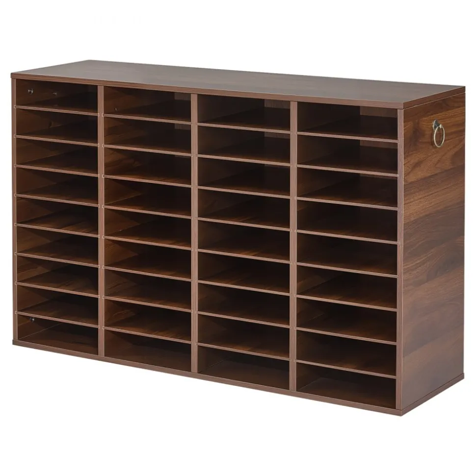 VEVOR Wood Literature Organizer 36 Compartments Office Mailboxes Brown, Countertop Literature Sorter for Files Documents Papers, with Adjustable Shelves, for Office, Home, Classroom Organization