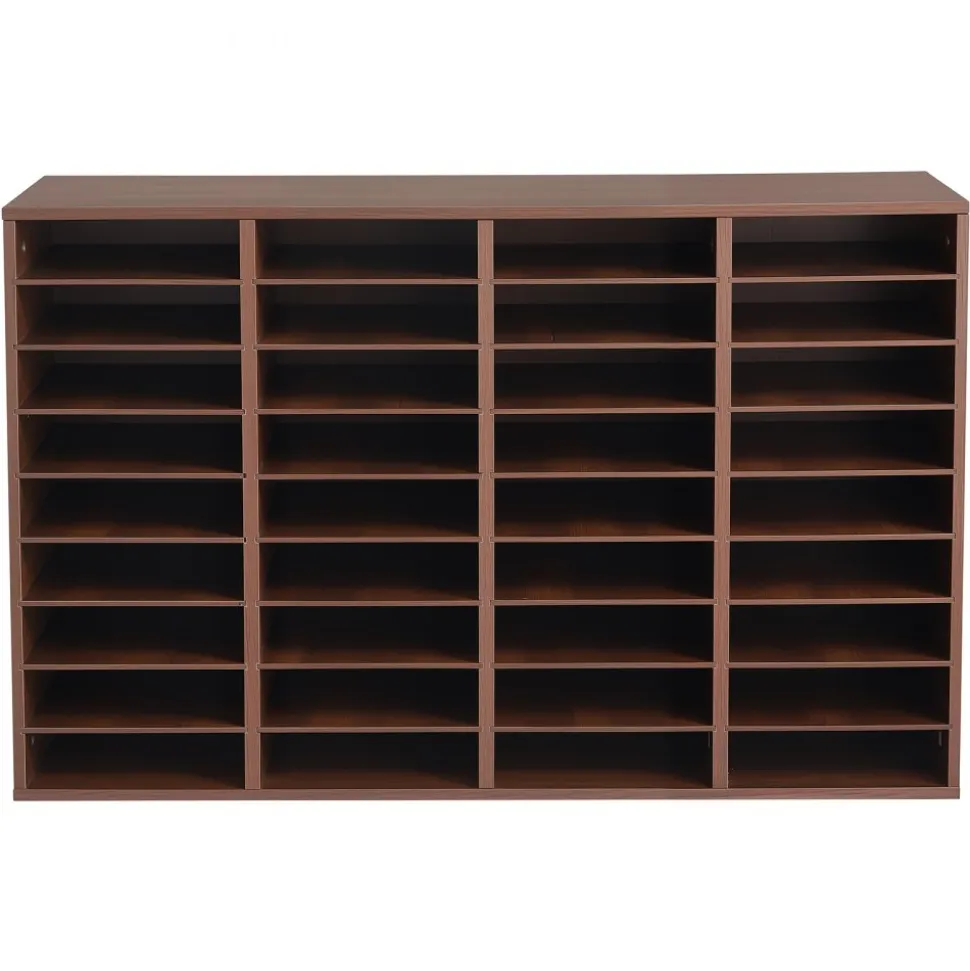 VEVOR Wood Literature Organizer 36 Compartments Office Mailboxes Brown, Countertop Literature Sorter for Files Documents Papers, with Adjustable Shelves, for Office, Home, Classroom Organization