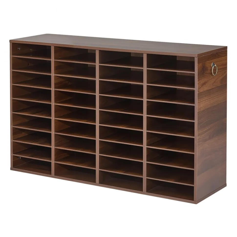 VEVOR Wood Literature Organizer 36 Compartments Office Mailboxes Brown, Countertop Literature Sorter for Files Documents Papers, with Adjustable Shelves, for Office, Home, Classroom Organization