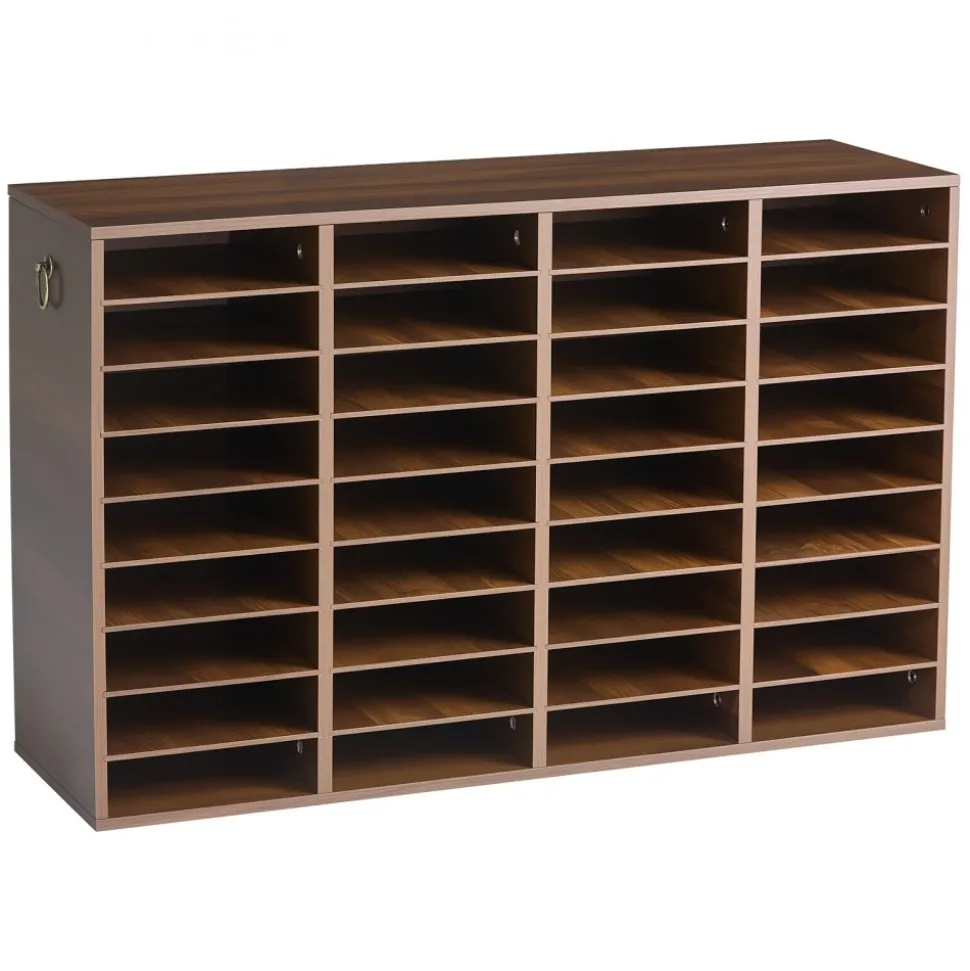 VEVOR Wood Literature Organizer 36 Compartments Office Mailboxes Brown, Countertop Literature Sorter for Files Documents Papers, with Adjustable Shelves, for Office, Home, Classroom Organization