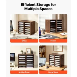 VEVOR Wood Literature Organizer, 36 Compartments, File Sorter with Removable Shelves, Mailboxes Slot for Office Home Classroom Mailrooms Organization, EPA Certified, Black