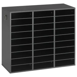 VEVOR Wood Literature Organizer 27 Compartments Office Mailboxes Black, Countertop Literature Sorter for Files Documents Papers, with Adjustable Shelves, for Office, Home, Classroom Organization