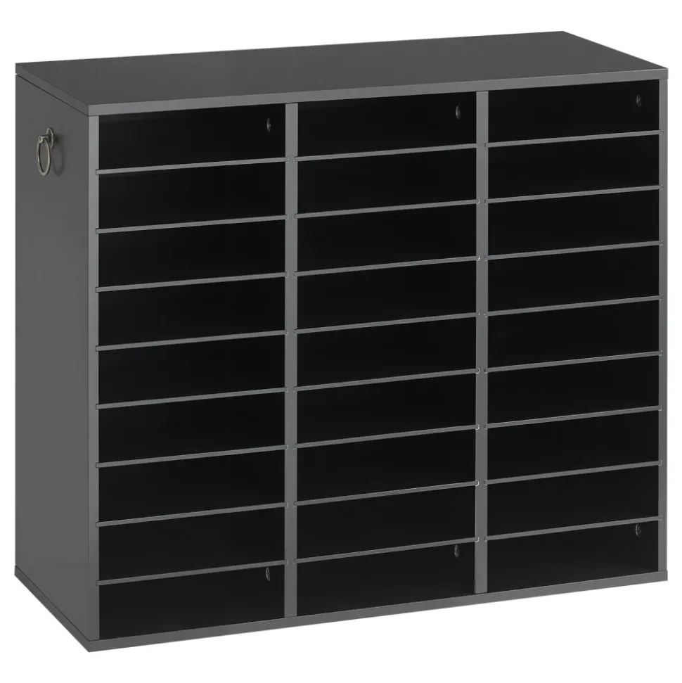 VEVOR Wood Literature Organizer 27 Compartments Office Mailboxes Black, Countertop Literature Sorter for Files Documents Papers, with Adjustable Shelves, for Office, Home, Classroom Organization