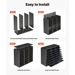 VEVOR Wood Literature Organizer 27 Compartments Office Mailboxes Black, Countertop Literature Sorter for Files Documents Papers, with Adjustable Shelves, for Office, Home, Classroom Organization