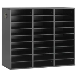 VEVOR Wood Literature Organizer 27 Compartments Office Mailboxes Black, Countertop Literature Sorter for Files Documents Papers, with Adjustable Shelves, for Office, Home, Classroom Organization