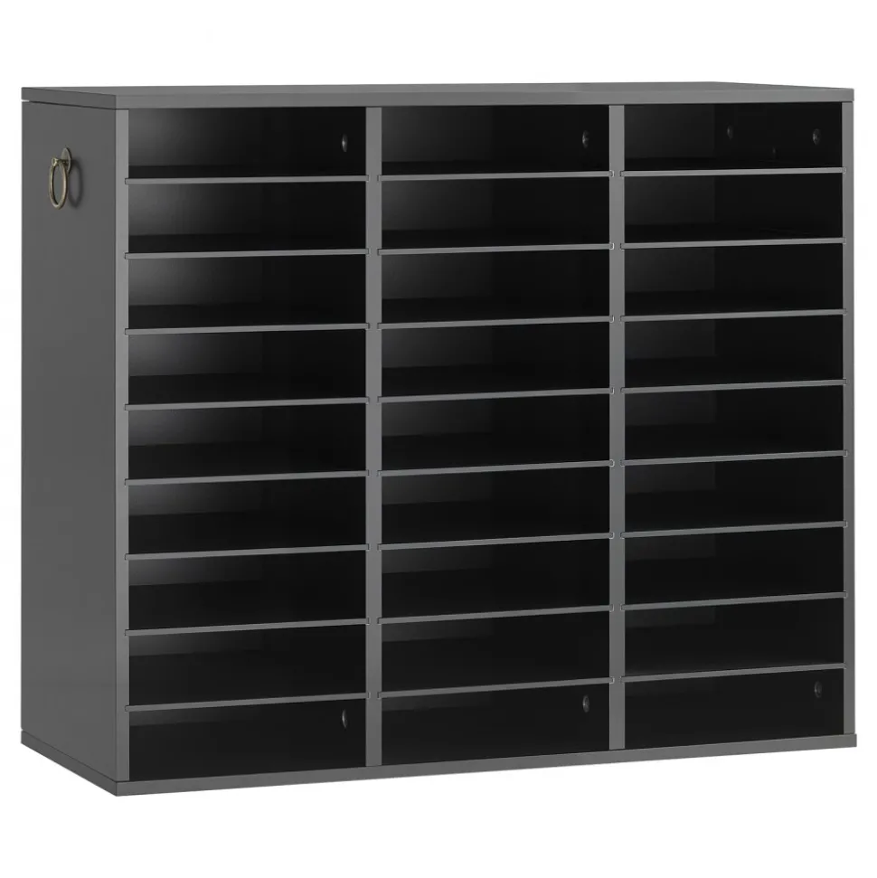 VEVOR Wood Literature Organizer 27 Compartments Office Mailboxes Black, Countertop Literature Sorter for Files Documents Papers, with Adjustable Shelves, for Office, Home, Classroom Organization
