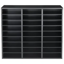 VEVOR Wood Literature Organizer 27 Compartments Office Mailboxes Black, Countertop Literature Sorter for Files Documents Papers, with Adjustable Shelves, for Office, Home, Classroom Organization