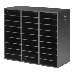 VEVOR Wood Literature Organizer 27 Compartments Office Mailboxes Black, Countertop Literature Sorter for Files Documents Papers, with Adjustable Shelves, for Office, Home, Classroom Organization