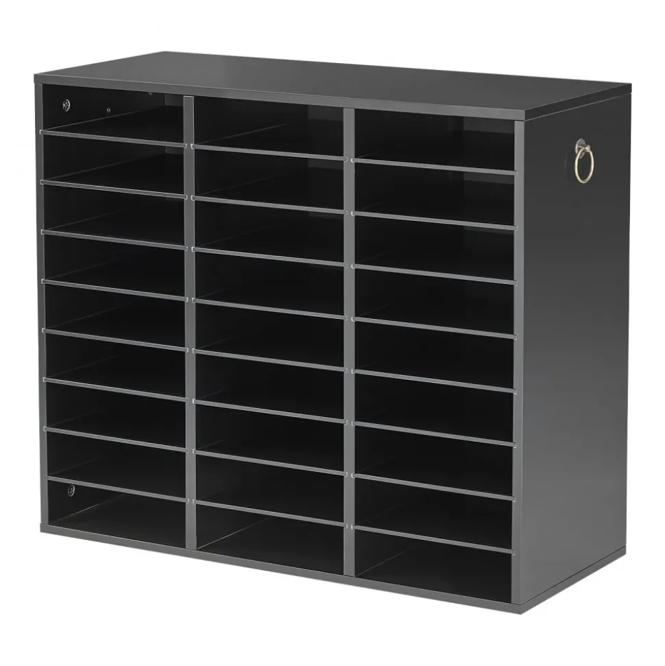 VEVOR Wood Literature Organizer 27 Compartments Office Mailboxes Black, Countertop Literature Sorter for Files Documents Papers, with Adjustable Shelves, for Office, Home, Classroom Organization