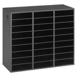 VEVOR Wood Literature Organizer 27 Compartments Office Mailboxes Black, Countertop Literature Sorter for Files Documents Papers, with Adjustable Shelves, for Office, Home, Classroom Organization